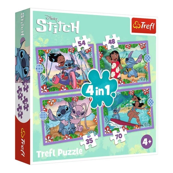 4в1 пъзел Trefl, Stitch и приятели, 54, 48, 35, 70 части