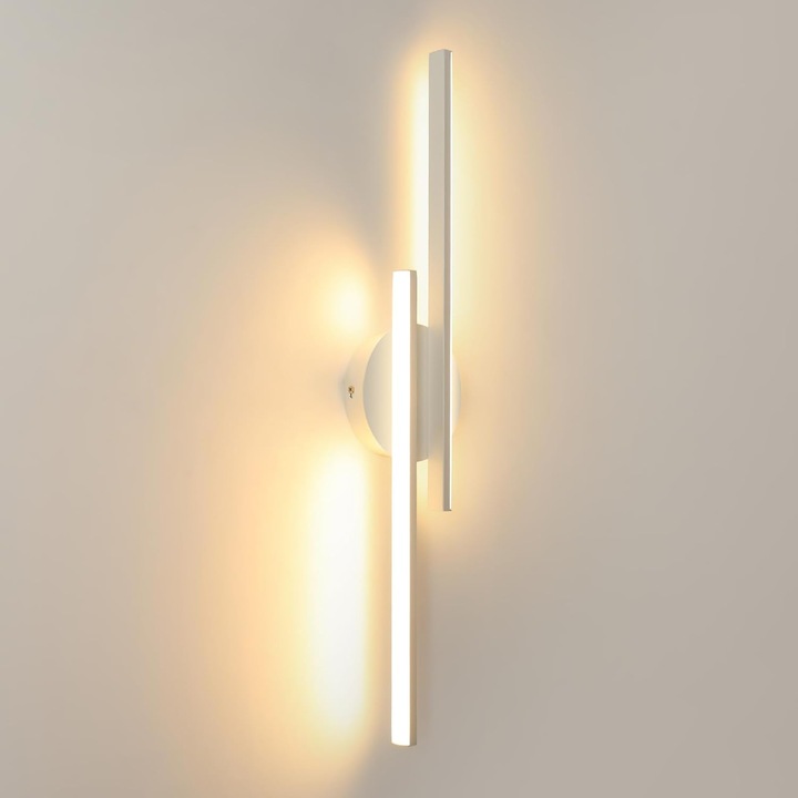 Aplica moderna cu LED, Tealight, 24W, 2800LM, 60cm, Alb, Calda 3000K, Pentru dormitor, sufragerie, sufragerie, hol, scari