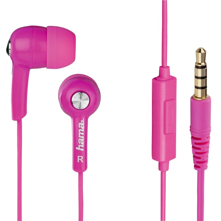 Слушалки audio Hama HK2114, С кабел, In-ear, Pink
