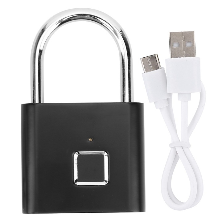 Longzim Интелигентно заключване с пръстови отпечатъци, преносимо, водоустойчиво, черно, малък размер