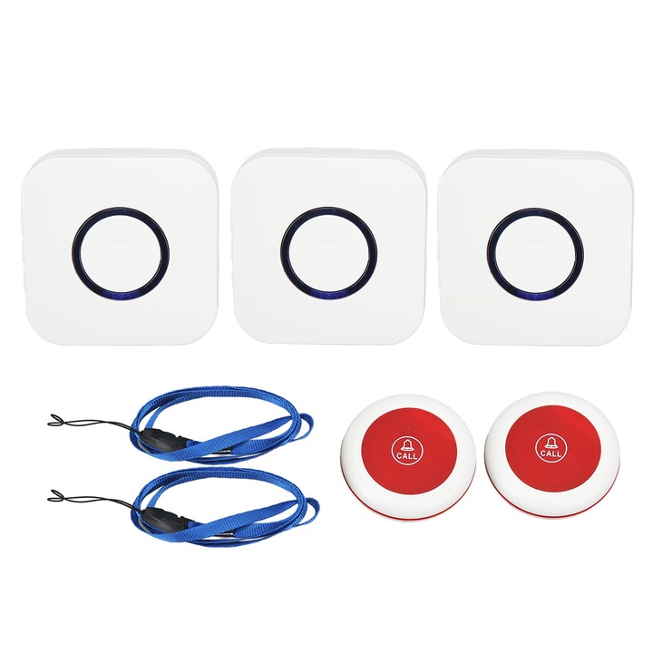 Dispozitiv apel ingrijitor Enforose, wireless, 38 tonuri, 350m distanta, dimensiuni 60x60x14mm, 72x72x17mm