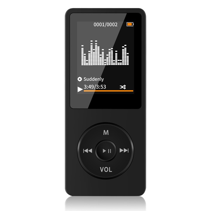 Többfunkciós és hordozható MP3/MP4 lejátszó, támogatja a Bluetooth veszteségmentes Hi-Fi hangminőséget, sporthoz, fitneszhez, futáshoz, utazáshoz, 9 x 2, 9 cm, fekete, 4G memória
