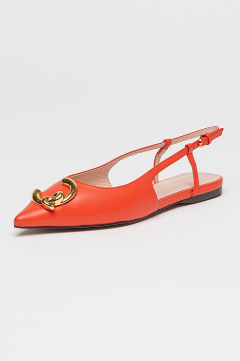 COCCINELLE, Кожени пантофки C-Me с отворена пета, Златист/Корал