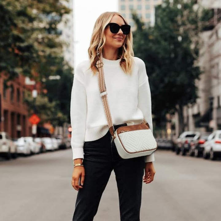 Geanta crossbody dama, Bibubibu, Piele ecologica, Alb