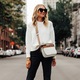 Geanta crossbody dama, Bibubibu, Piele ecologica, Alb