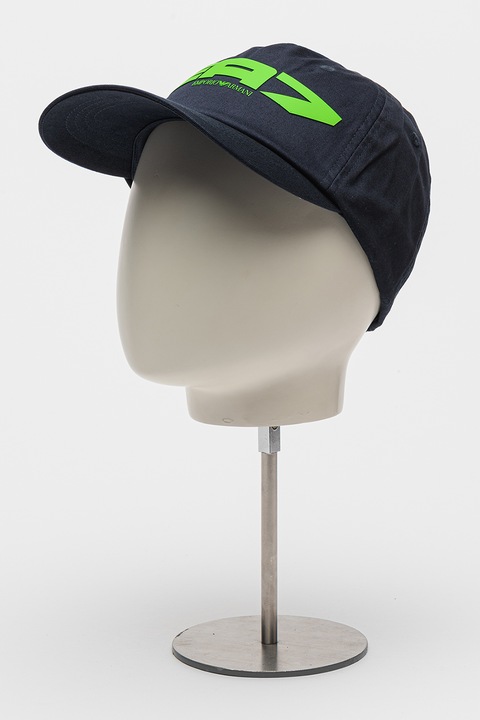 EA7, Sapca baseball unisex cu logo cauciucat, Negru/Verde lime