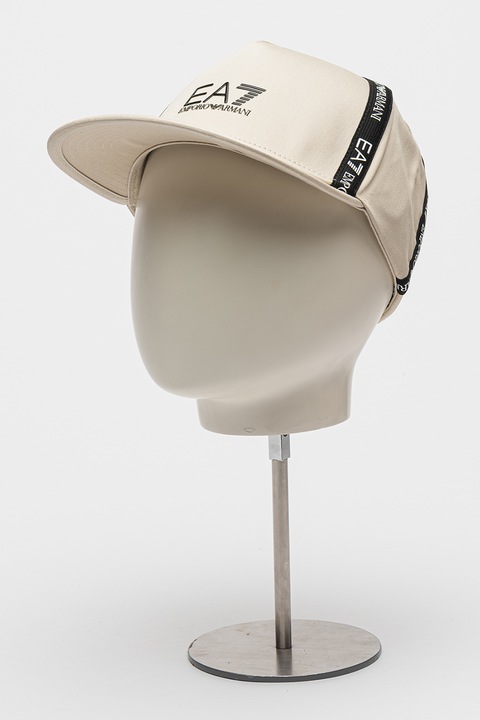 EA7, Sapca unisex ajustabila cu logo, Negru/Bej deschis
