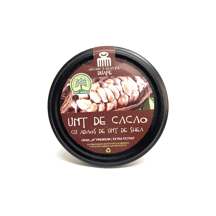 Какаово масло Duafe Premium, с добавено масло от ший, органично, 100% натурално, интензивна хидратация, 100 g