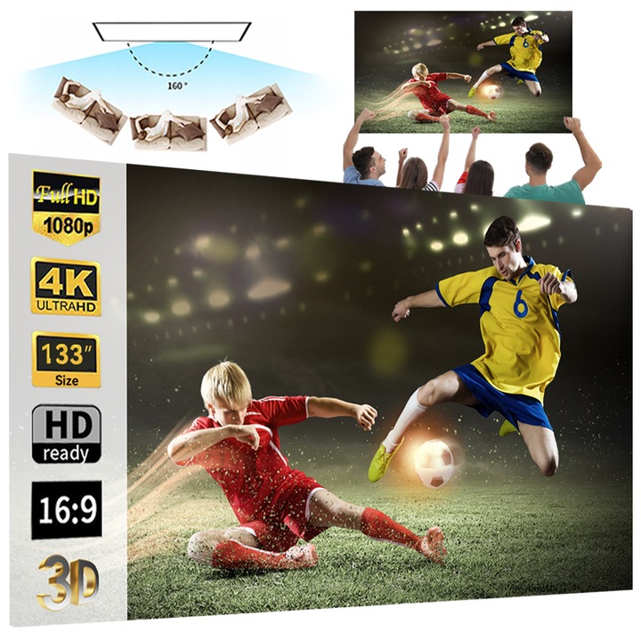 Ecran de Proiectie Tressino 133 inch 16:9 Gri Metalic Anti-Lumina Portabil