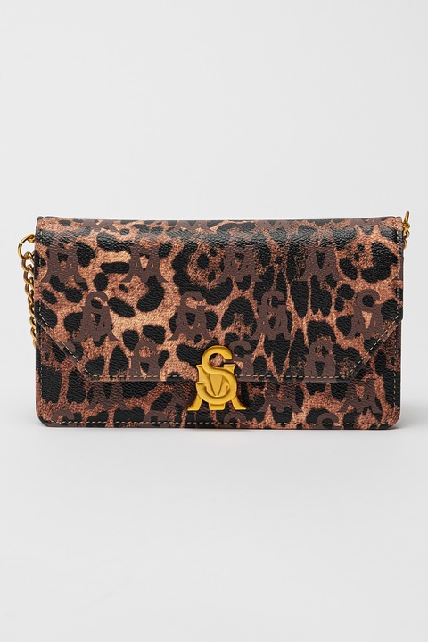 Steve Madden, Geanta crossbody de piele ecologica cu animal print Noreen, Negru, Maro