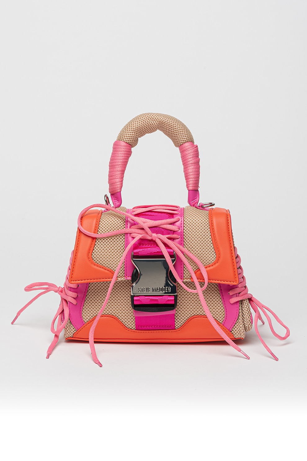 Steve Madden, Geanta crossbody cu segmente de plasa Bdiego, Fucsia