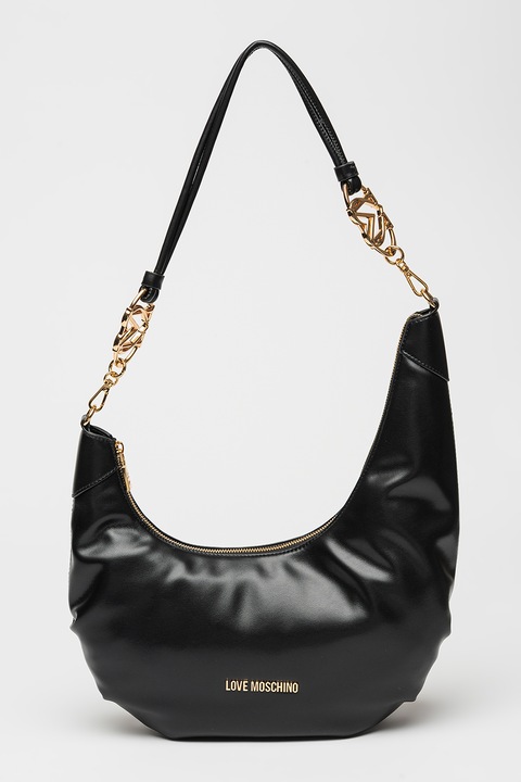 Love Moschino, Geanta de piele ecologica cu logo, Negru