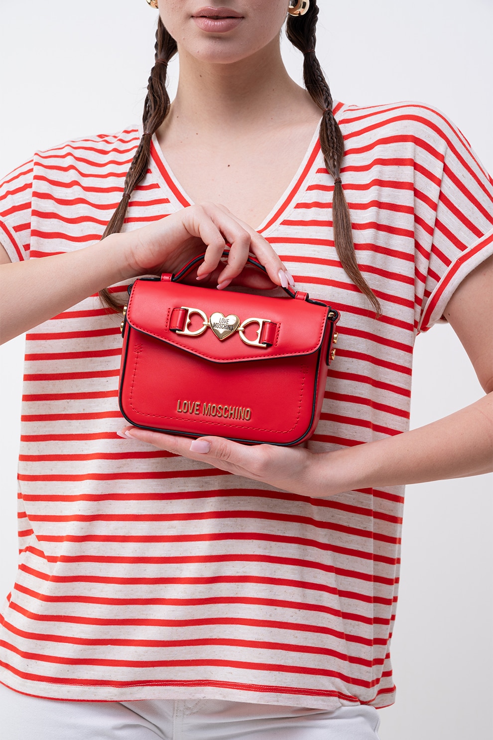 Love Moschino, Geanta crossbody cu logo, Rosu - eMAG.ro