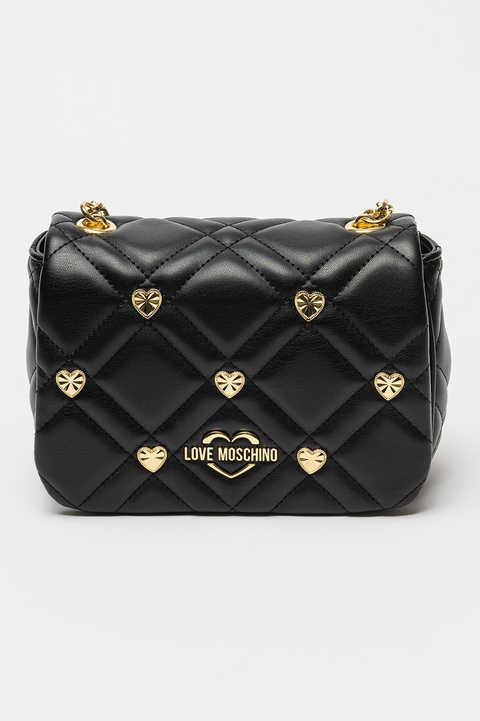 Love Moschino, Geanta crossbody cu detalii cu inima, Negru - eMAG.ro