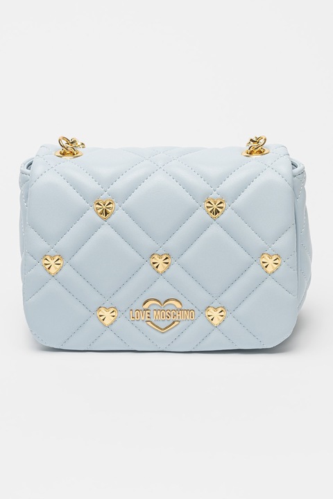 Love Moschino, Keresztpántos táska szíves részletekkel, Világoskék