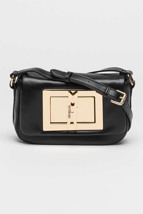 Love Moschino, Geanta crossbody de piele ecologica, Negru