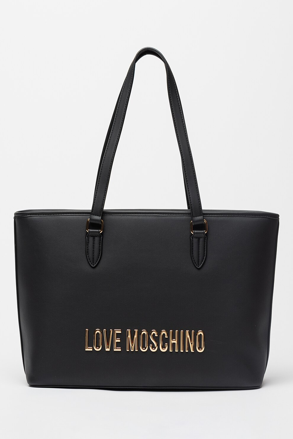 Love Moschino, Geanta tote de piele ecologica cu logo, Negru - eMAG.ro