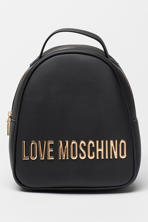Love Moschino, Раница от еко кожа с лого, Черен