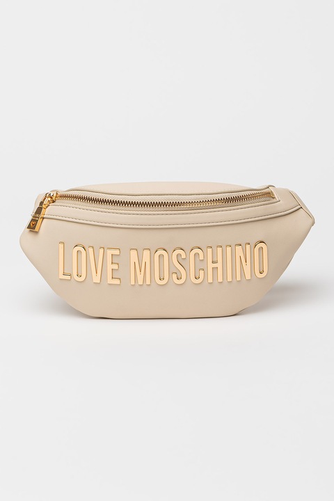 Love Moschino, Műbőr övtáska logós részlettel, Csontszín