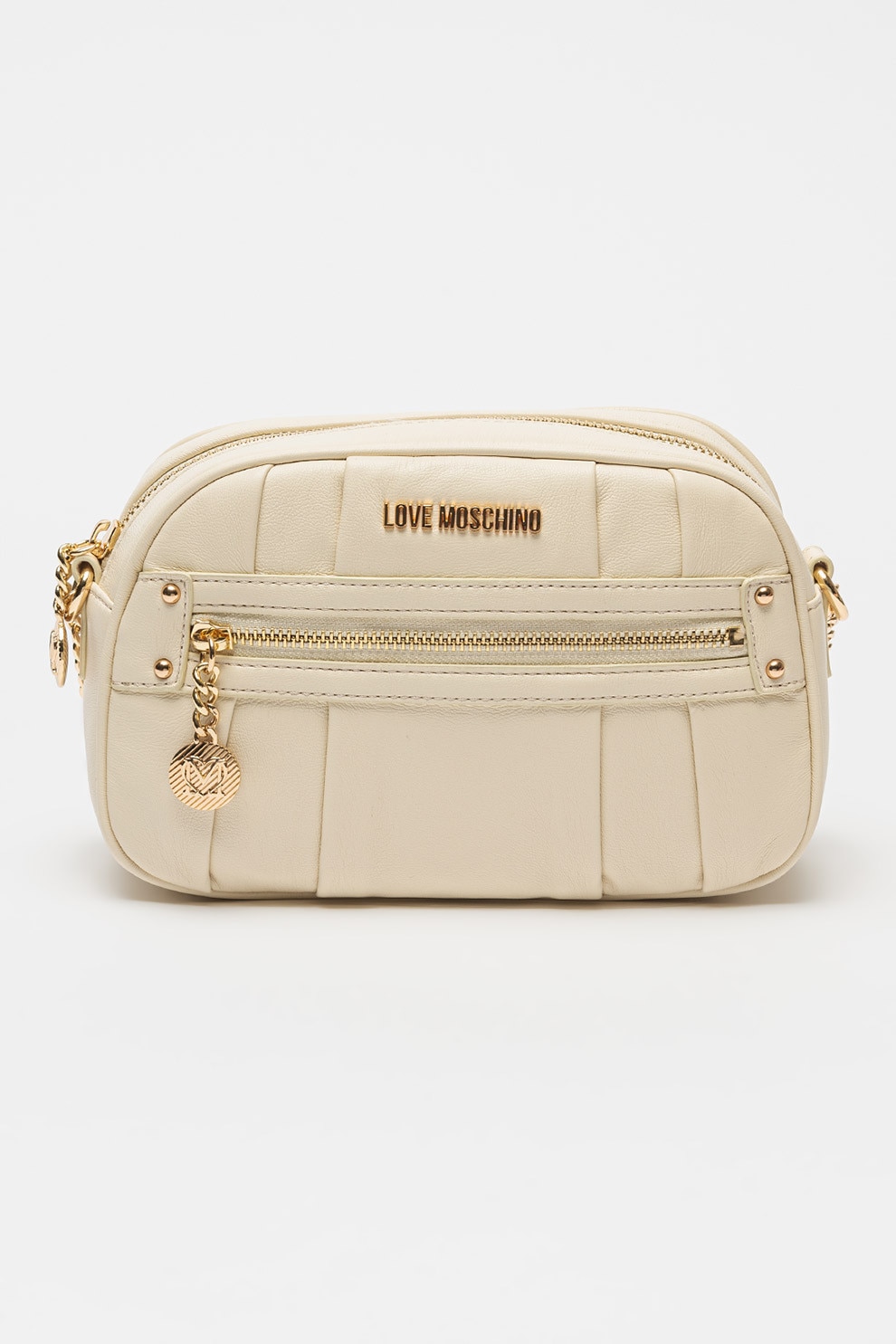 Love Moschino, Geanta crossbody cu buzunar cu fermoar, Crem - eMAG.ro
