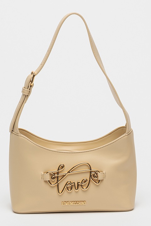 Love Moschino, Чанта за рамо с метално лого, Бежов
