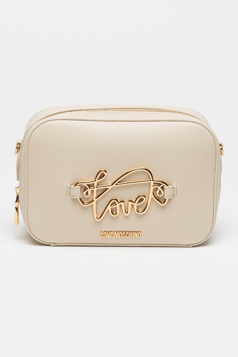 Love Moschino, Keresztpántos műbőr táska, Csontszín