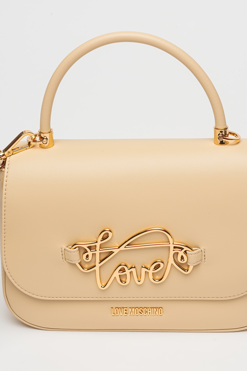 Love Moschino, Geanta de piele ecologica cu maner si logo metalic