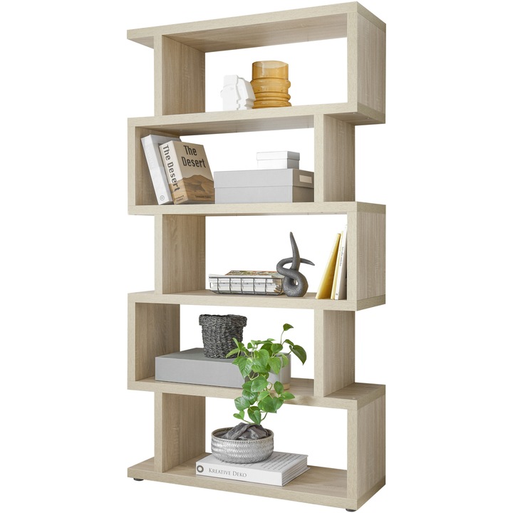 Regal polc, 100x189x38 cm, 5 rekeszes, sonoma