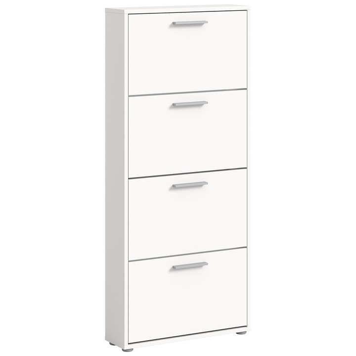 Pantofar/Dulap incaltaminte Sam, 59x136x17cm, 4 compartimente, culoare alb