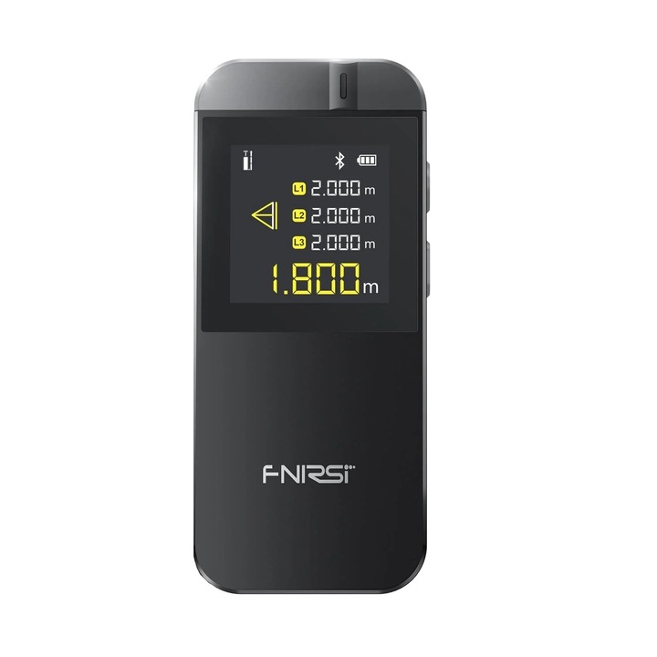 Мини лазерна ролетка FNIRSI, IR40, обхват 0.05 - 40м, Bluetooth връзка и пренос на данни, презареждаема батерия, черна