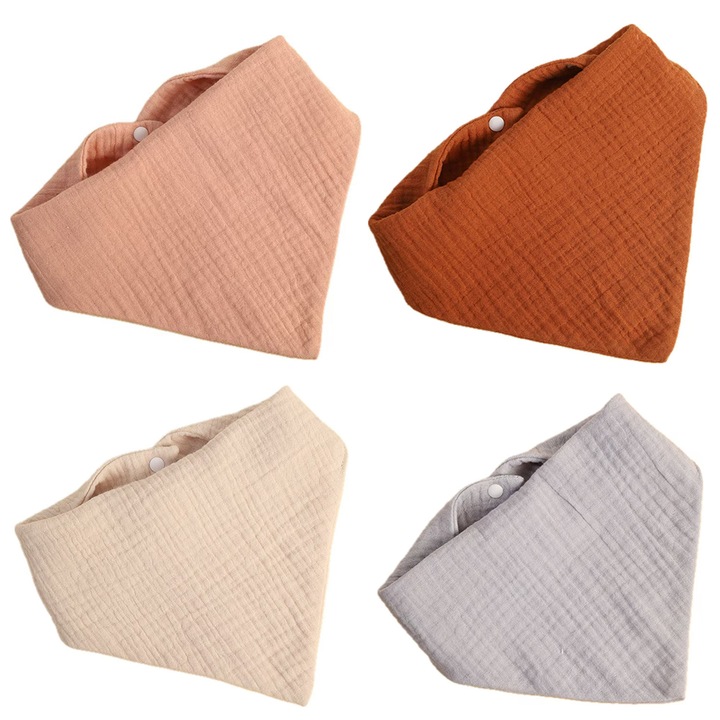 4 db-os sál előke készlet kapcsokkal 100% pamut lányok/fiúk egyszínű stílusban