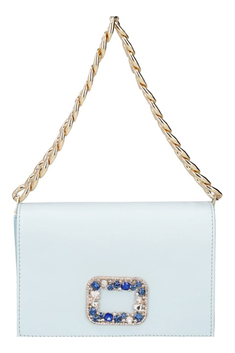 Tosca Blu, Bőr válltáska strasszkövekkel, Jégkék