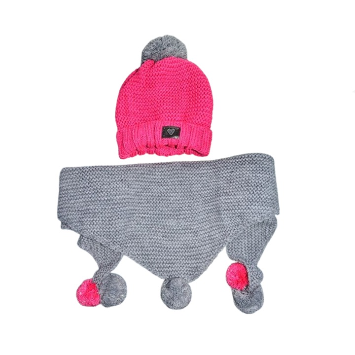 Két részes szett, sapka és sál típusú sál lányoknak Mini Junior 42-506, Multicolor, Többszínű