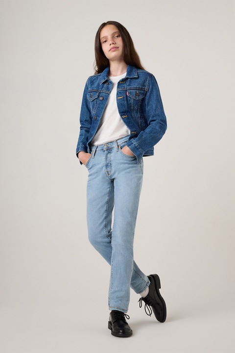 Levi's, 501 mosott hatású straight fit farmernadrág, Pasztellkék