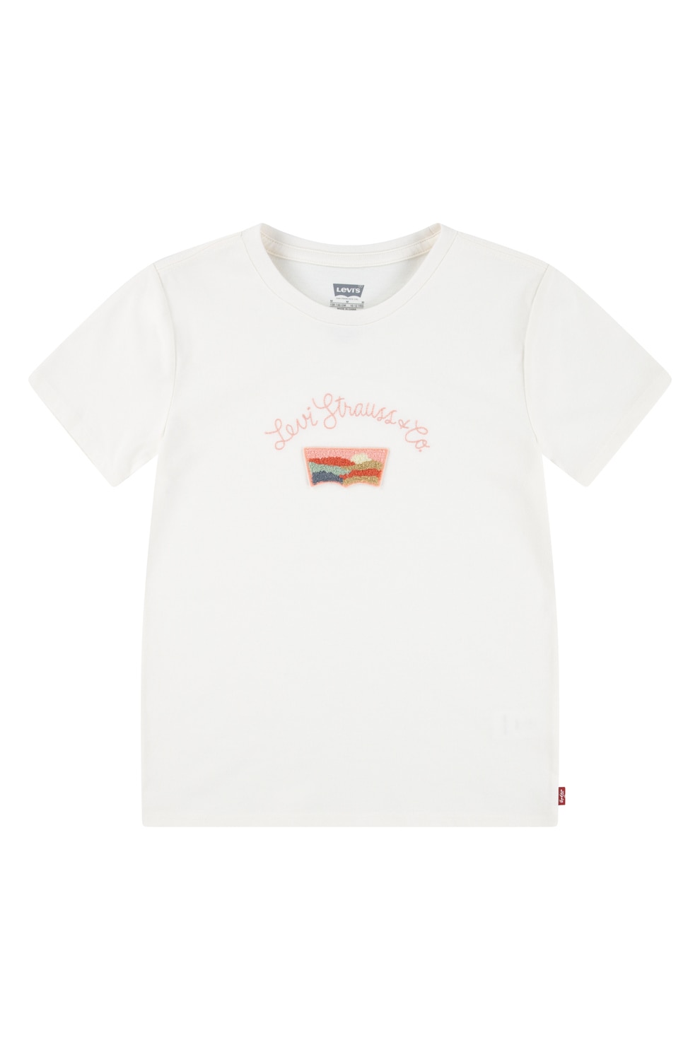 Levi's, Tricou din amestec de bumbac cu logo brodat, Piersica, Alb optic, 164 CM