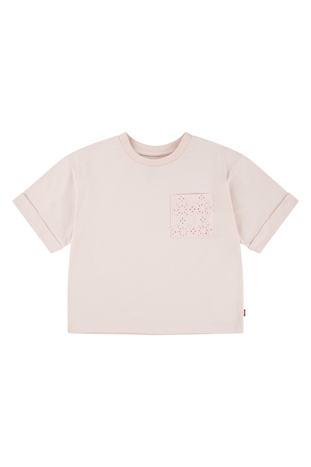 Levi's, Tricou din amestec de bumbac cu maneci pliabile, Roz prafuit, 140 CM