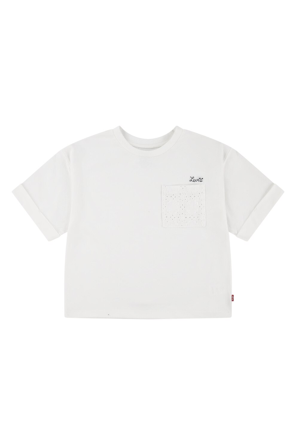 Levi's, Tricou din amestec de bumbac cu maneci pliabile, Gri deschis, 140 CM