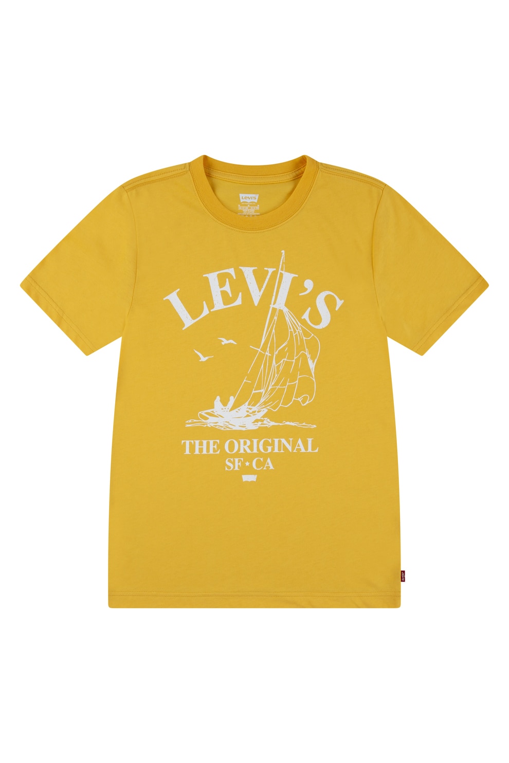 Levi's, Tricou cu decolteu la baza gatului si imprimeu logo, Alb, Galben pai, 176 CM