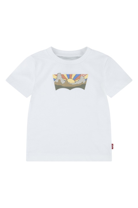 Levi's, Mintás pamutpóló, Fehér/Barna/Kék