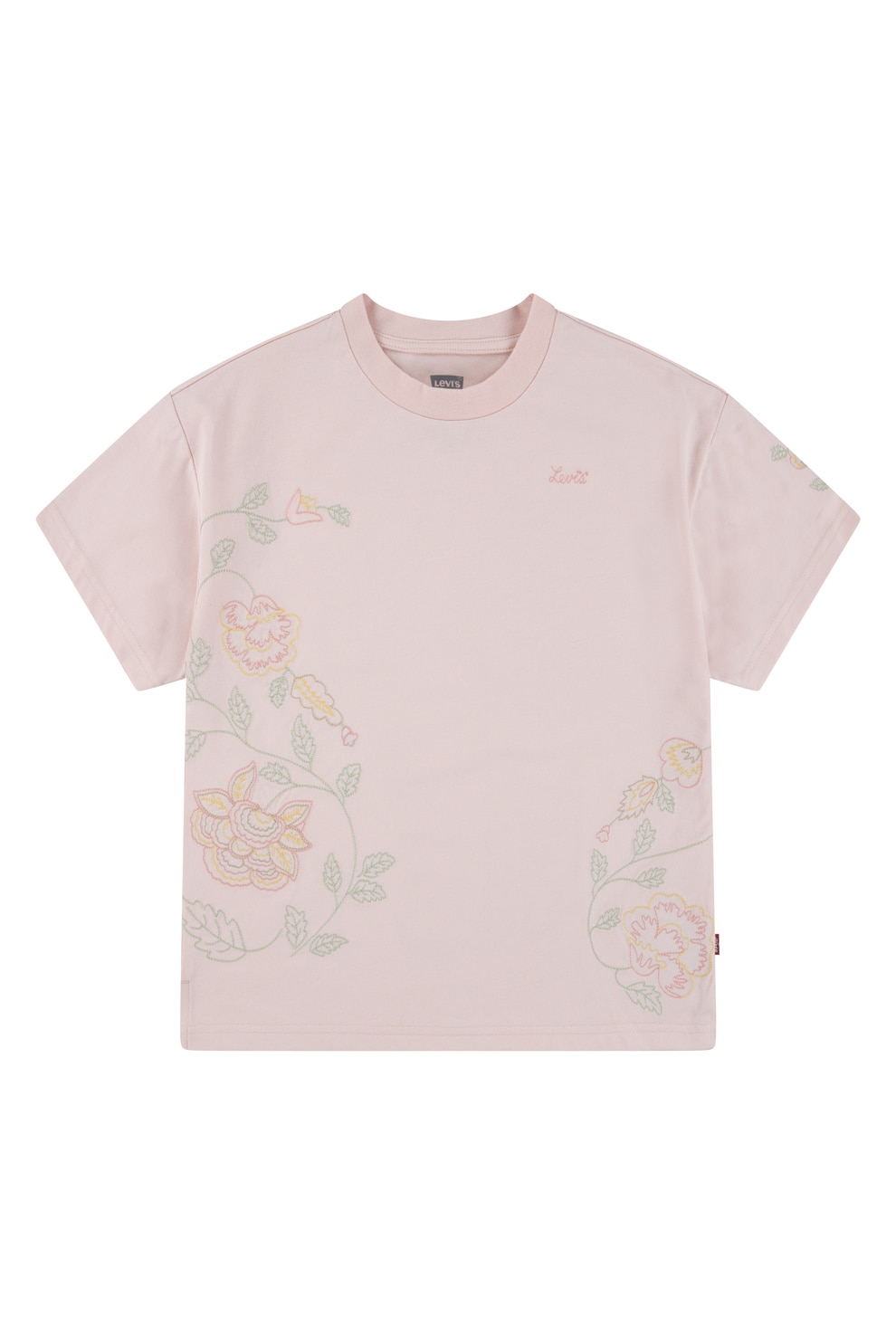 Levi's, Tricou din amestec de bumbac cu decolteu la baza gatului, Roz pal, 164 CM