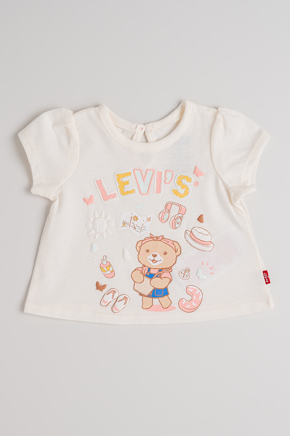 Levi's, Tricou cu decolteu la baza gatului si imprimeu, Roz, 68 CM