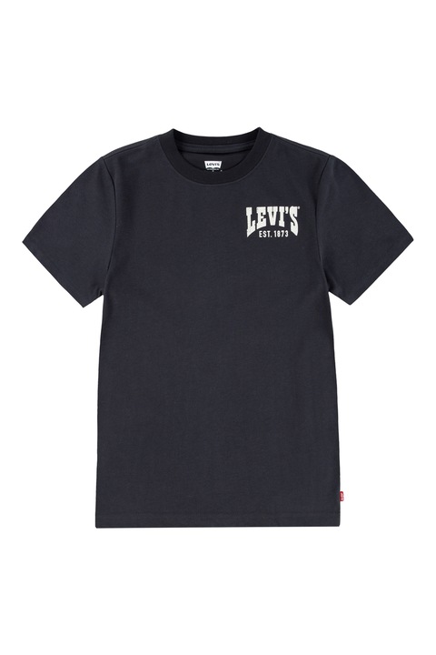 Levi's, Kerek nyakú mintás póló, Csontszín/Koptatott fekete