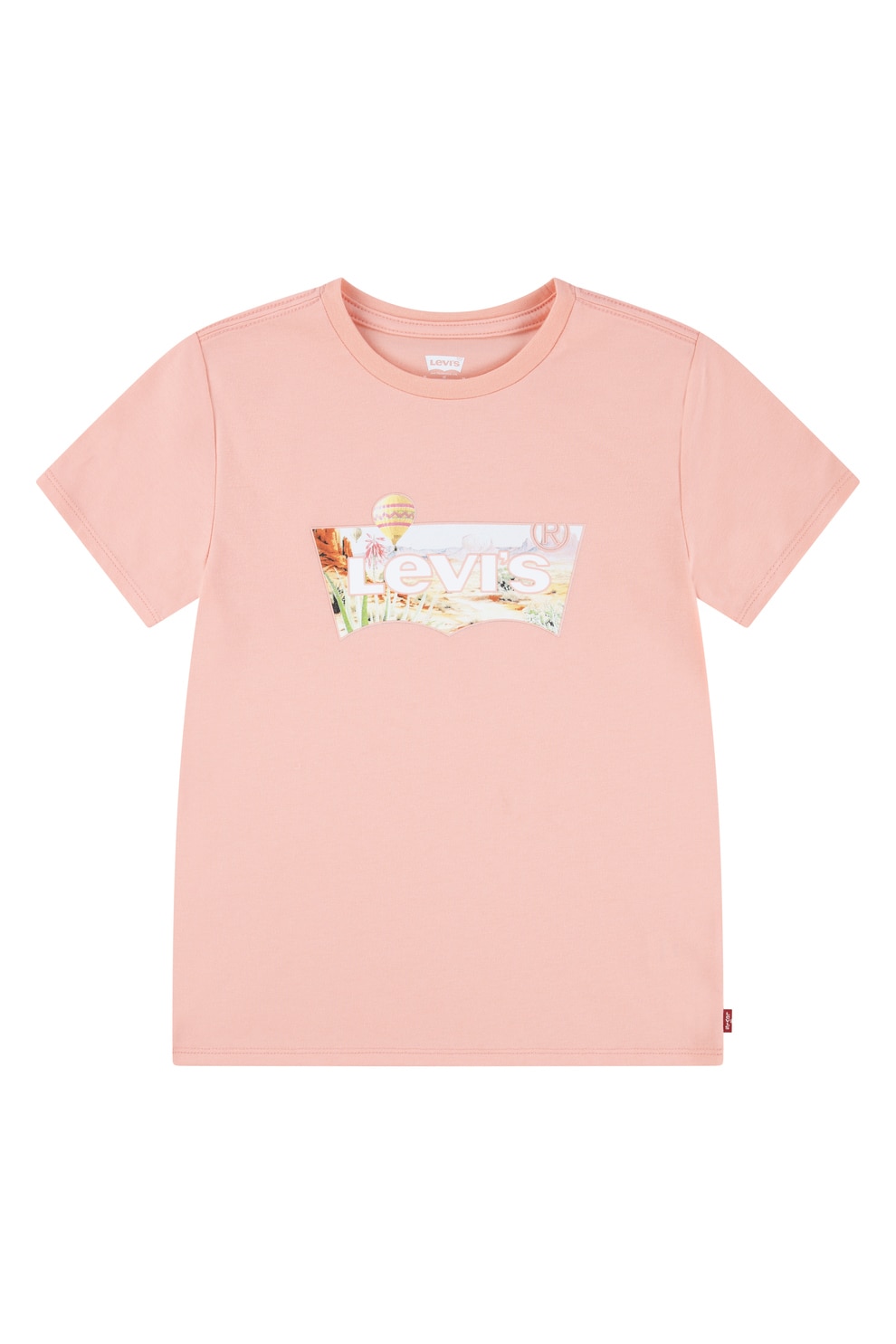 Levi's, Tricou cu decolteu la baza gatului cu imprimeu logo, Roz somon, Alb murdar, 164 CM