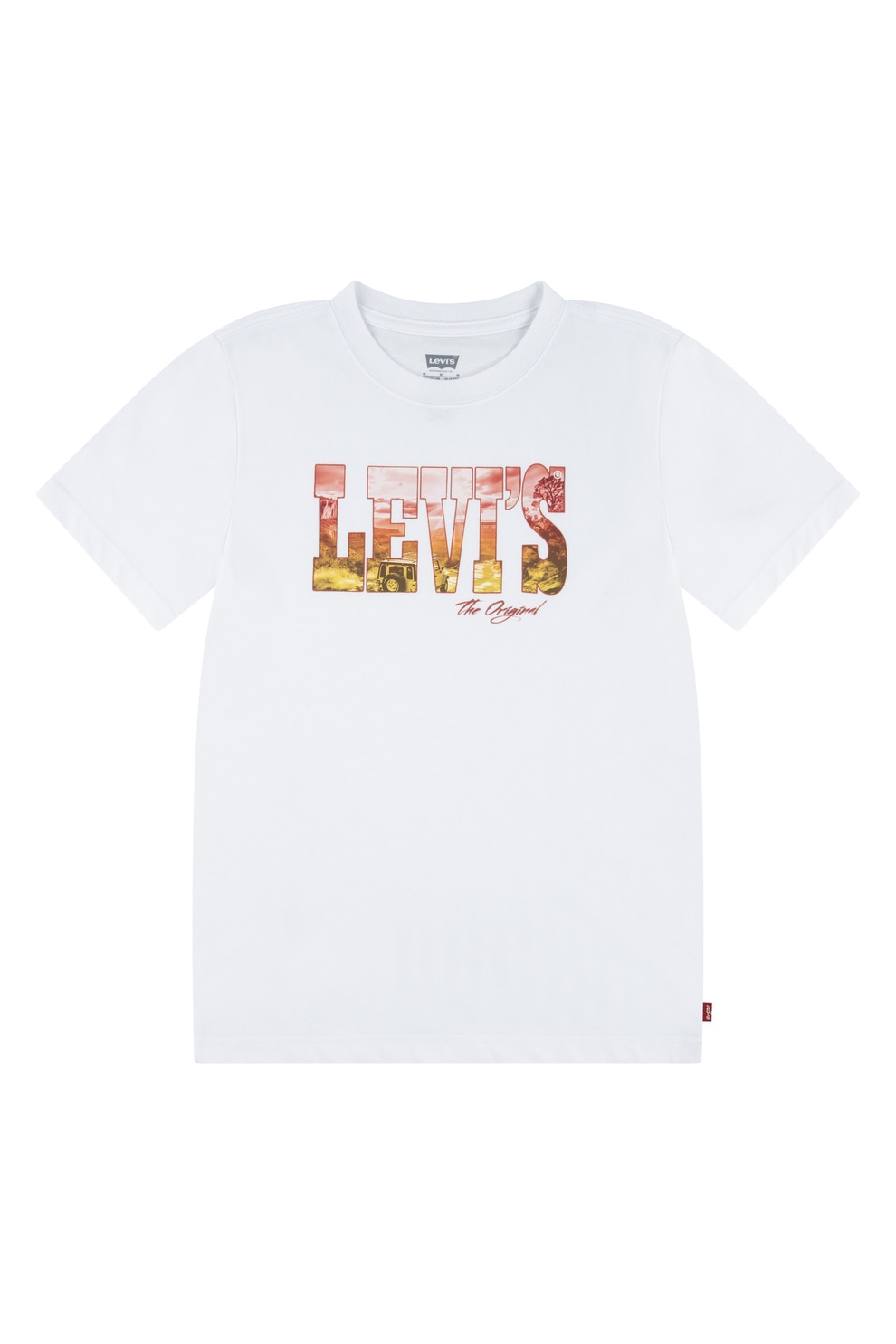 Levi's, Tricou cu decolteu la baza gatului si imprimeu logo, Alb, Rosu stins, Galben mustar, 176 CM