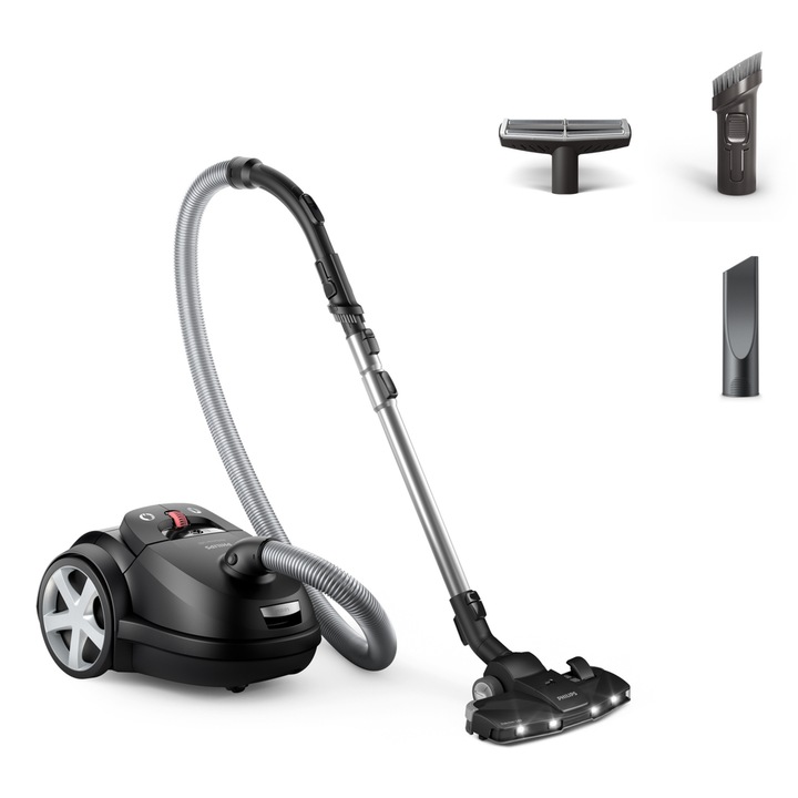 Прахосмукачка Philips XD8122/10, HEPA филтрация, Черен, 900W, 4л