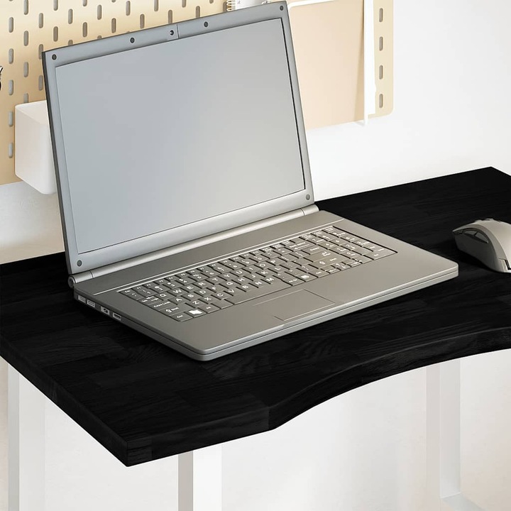 Blat de birou Gossi, lemn masiv de stejar, dreptunghiular, maro închis, 80x50x2, 5cm