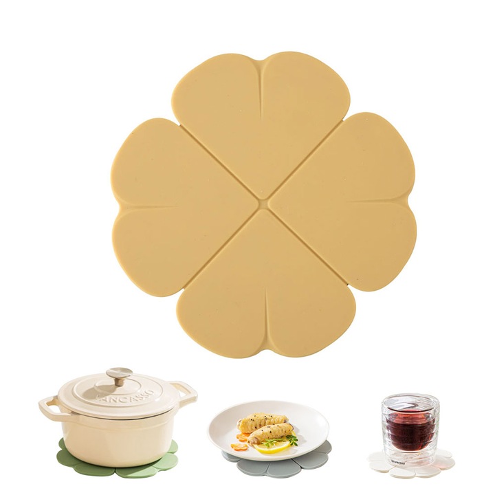 Set suporturi pentru bauturi din silicon, galben, 15.8cm, rezistente la caldura, 2 bucati