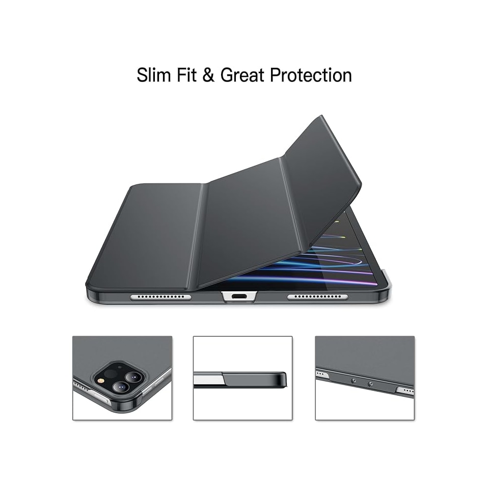 Husa pentru iPad Pro, 11 inch, compatibil cu loc pentru Apple Pencil, gri inchis, JETech