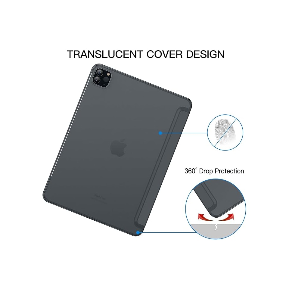 Husa pentru iPad Pro, 11 inch, compatibil cu loc pentru Apple Pencil, gri inchis, JETech