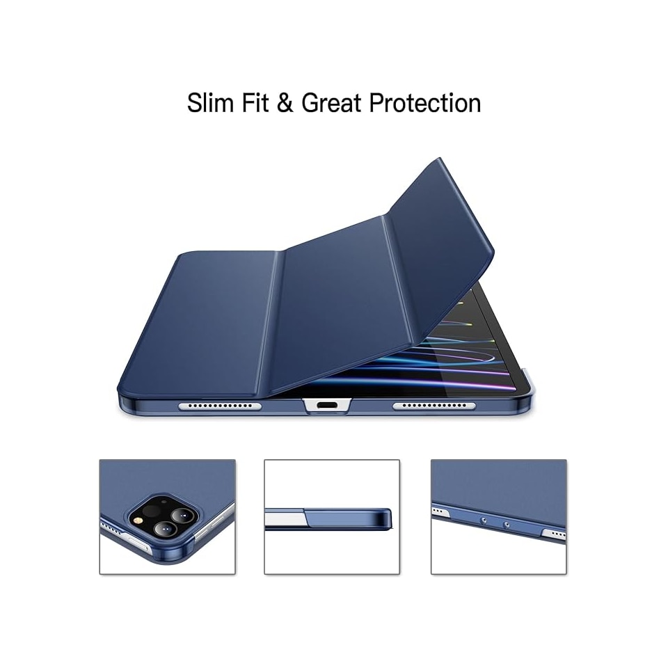Husa pentru iPad Pro, 11 inch, compatibil cu loc pentru Apple Pencil, Navy Blue, JETech